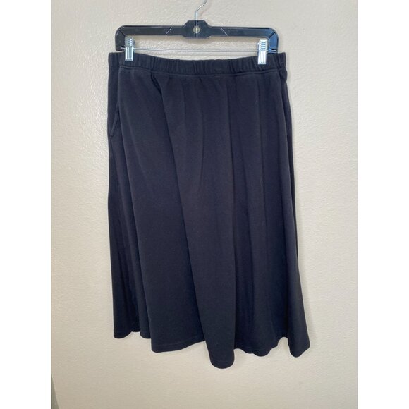 Woman Within Black A-Line Midi Skirt 18/20 L Soft Cotton Blend Flared Design - Picture 2 of 8